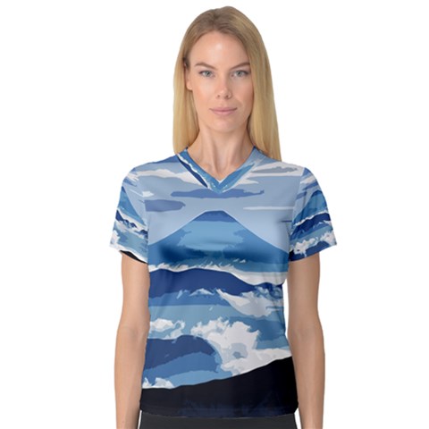 Landscape V-neck Sport Mesh Tee by Valentinaart