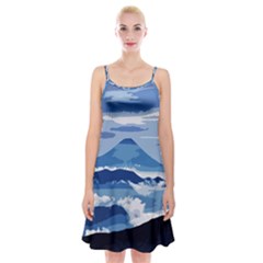 Landscape Spaghetti Strap Velvet Dress by Valentinaart