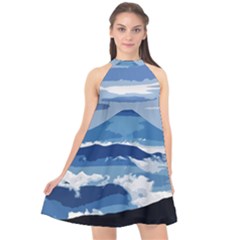 Landscape Halter Neckline Chiffon Dress  by Valentinaart