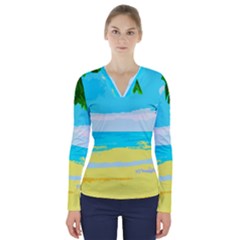 Landscape V-neck Long Sleeve Top