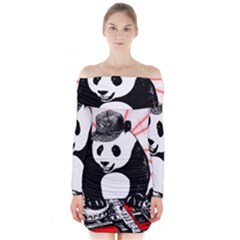 Deejay Panda Long Sleeve Off Shoulder Dress by Valentinaart