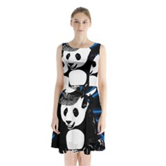 Deejay Panda Sleeveless Waist Tie Chiffon Dress by Valentinaart