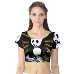 Deejay Panda Short Sleeve Crop Top (tight Fit) by Valentinaart