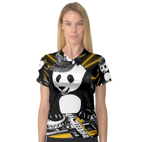 Deejay Panda V-neck Sport Mesh Tee by Valentinaart