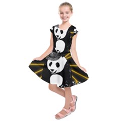 Deejay Panda Kids  Short Sleeve Dress by Valentinaart