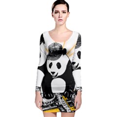 Deejay Panda Long Sleeve Bodycon Dress by Valentinaart