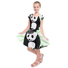 Deejay Panda Kids  Short Sleeve Dress by Valentinaart