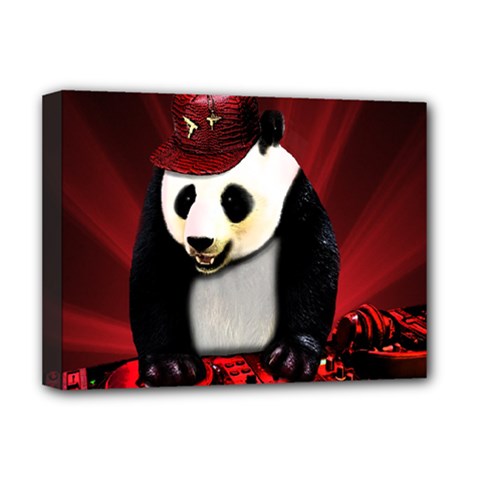 Deejay Panda Deluxe Canvas 16  X 12   by Valentinaart