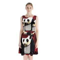 Deejay panda Sleeveless Waist Tie Chiffon Dress