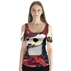 Deejay panda Butterfly Sleeve Cutout Tee 