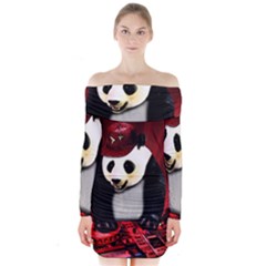 Deejay Panda Long Sleeve Off Shoulder Dress by Valentinaart