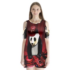 Deejay panda Shoulder Cutout Velvet  One Piece