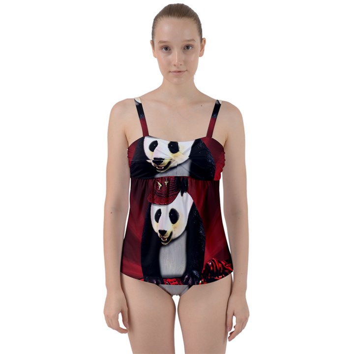 Deejay panda Twist Front Tankini Set