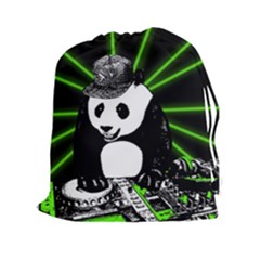 Deejay Panda Drawstring Pouches (xxl) by Valentinaart