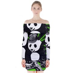 Deejay Panda Long Sleeve Off Shoulder Dress by Valentinaart