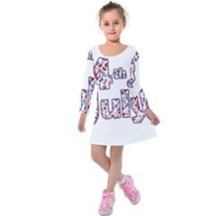 4th Of July Independence Day Kids  Long Sleeve Velvet Dress by Valentinaart