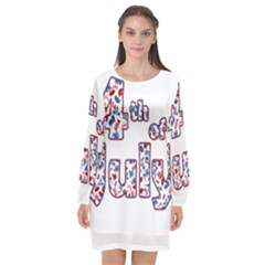 4th Of July Independence Day Long Sleeve Chiffon Shift Dress  by Valentinaart