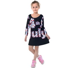 4th Of July Independence Day Kids  Long Sleeve Velvet Dress by Valentinaart