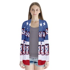 4th Of July Independence Day Drape Collar Cardigan by Valentinaart