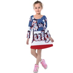 4th Of July Independence Day Kids  Long Sleeve Velvet Dress by Valentinaart