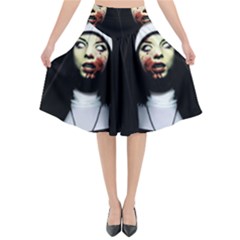 Horror Nuns Flared Midi Skirt by Valentinaart