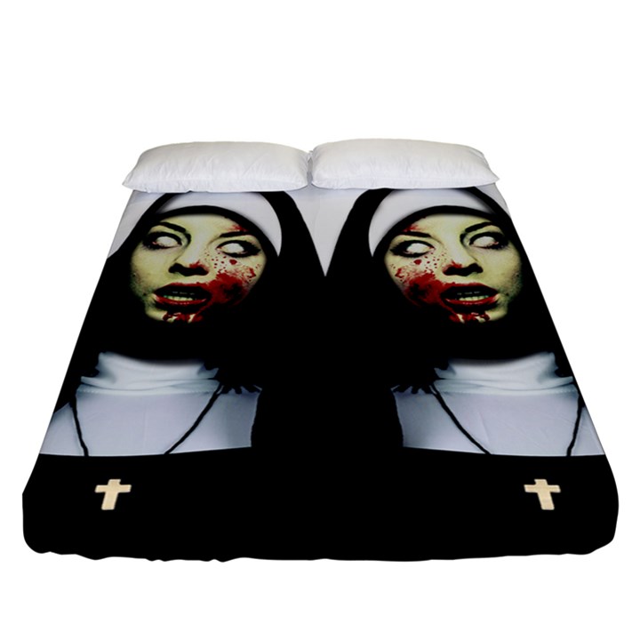 Horror nuns Fitted Sheet (Queen Size)