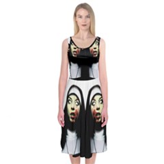 Horror Nuns Midi Sleeveless Dress by Valentinaart