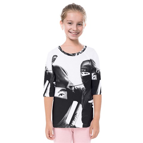 Ninja Kids  Quarter Sleeve Raglan Tee by Valentinaart