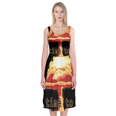 Nuclear Explosion Midi Sleeveless Dress by Valentinaart