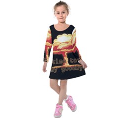 Nuclear Explosion Kids  Long Sleeve Velvet Dress by Valentinaart