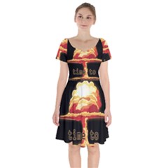 Nuclear Explosion Short Sleeve Bardot Dress by Valentinaart