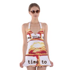 Nuclear Explosion Halter Swimsuit Dress by Valentinaart