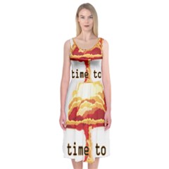 Nuclear Explosion Midi Sleeveless Dress by Valentinaart