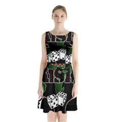 Nuclear Explosion Trump And Kim Jong Sleeveless Waist Tie Chiffon Dress