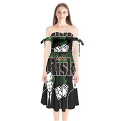 Nuclear Explosion Trump And Kim Jong Shoulder Tie Bardot Midi Dress