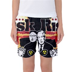 Nuclear Explosion Trump And Kim Jong Women s Basketball Shorts by Valentinaart