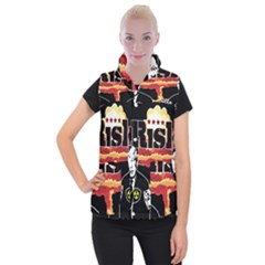 Nuclear Explosion Trump And Kim Jong Women s Button Up Puffer Vest by Valentinaart