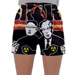 Nuclear Explosion Trump And Kim Jong Sleepwear Shorts by Valentinaart