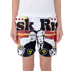 Nuclear Explosion Trump And Kim Jong Women s Basketball Shorts by Valentinaart