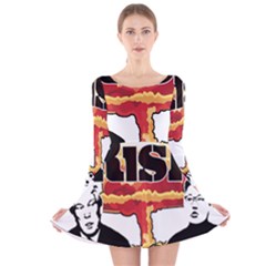 Nuclear Explosion Trump And Kim Jong Long Sleeve Velvet Skater Dress by Valentinaart