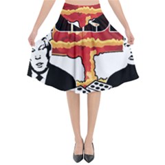 Nuclear Explosion Trump And Kim Jong Flared Midi Skirt