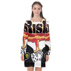 Nuclear Explosion Trump And Kim Jong Long Sleeve Chiffon Shift Dress 