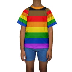 Philadelphia Pride Flag Kids  Short Sleeve Swimwear by Valentinaart