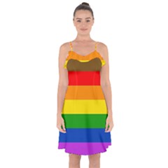 Philadelphia Pride Flag Ruffle Detail Chiffon Dress by Valentinaart