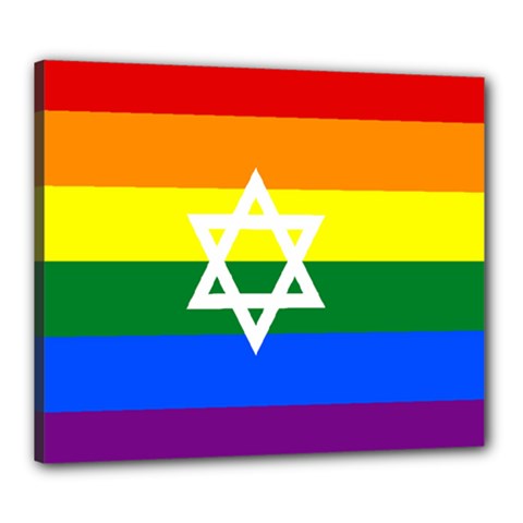 Gay Pride Israel Flag Canvas 24  X 20  by Valentinaart