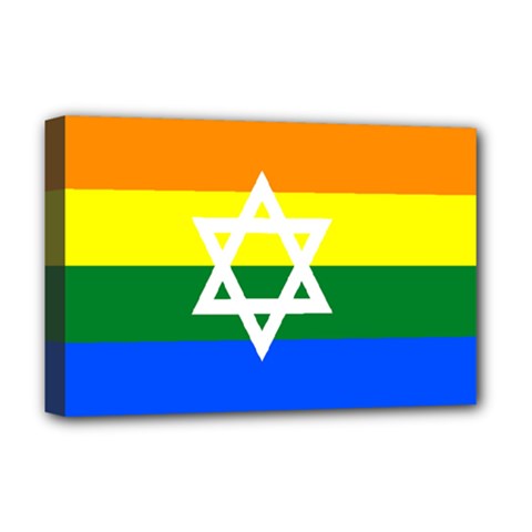 Gay Pride Israel Flag Deluxe Canvas 18  X 12   by Valentinaart