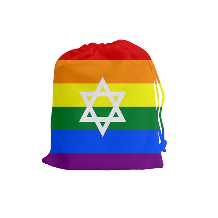 GAY PRIDE Israel Flag Drawstring Pouches (Large) 