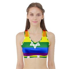 Gay Pride Israel Flag Sports Bra With Border by Valentinaart