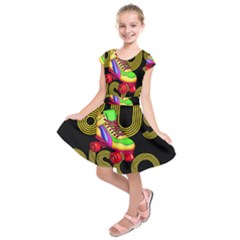 Roller Skater 80s Kids  Short Sleeve Dress by Valentinaart