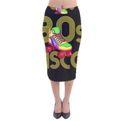 Roller Skater 80s Velvet Midi Pencil Skirt by Valentinaart